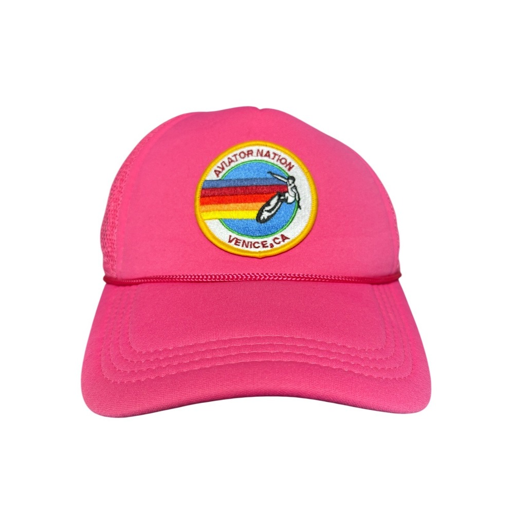 Aviator Nation Venice CA Trucker Hat Neon Pink Mesh Snapback Surfer Patch Retro